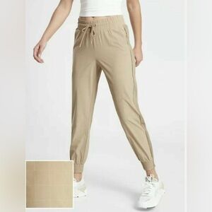 Athleta Brooklyn textured joggers in windowpane taupe
